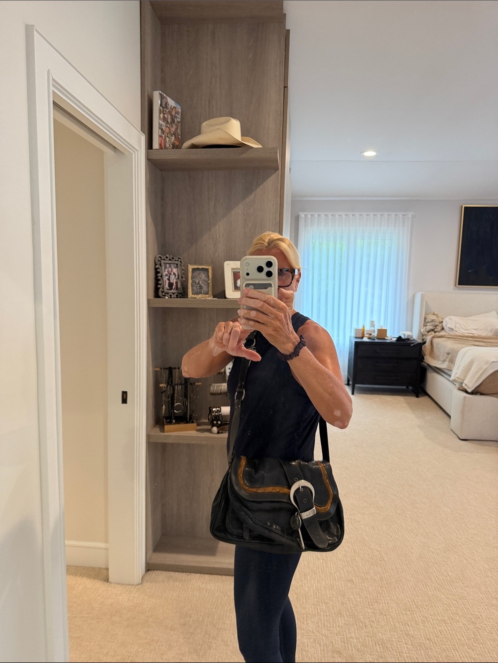 Dior Black Leather Shoulder Bag with Brown Trim - Picture 8 of 11